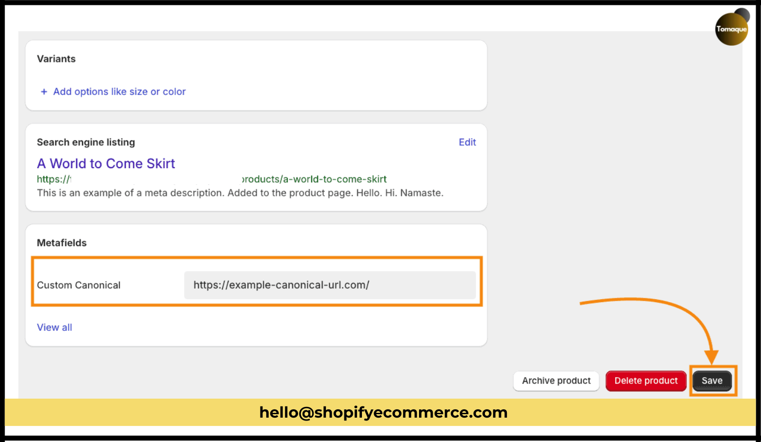 Scroll to Metafields