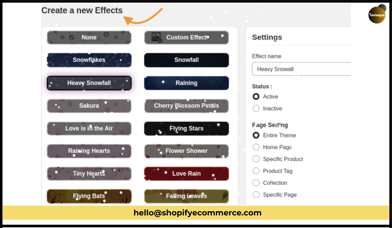 Configure a few settings to manage the visibility of your effect.