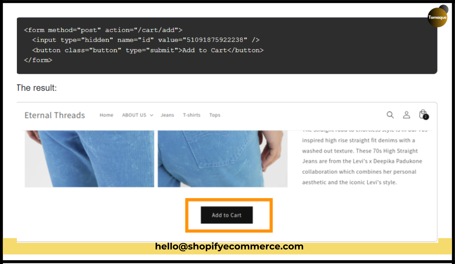 Basic HTML Button to Add Product to Cart