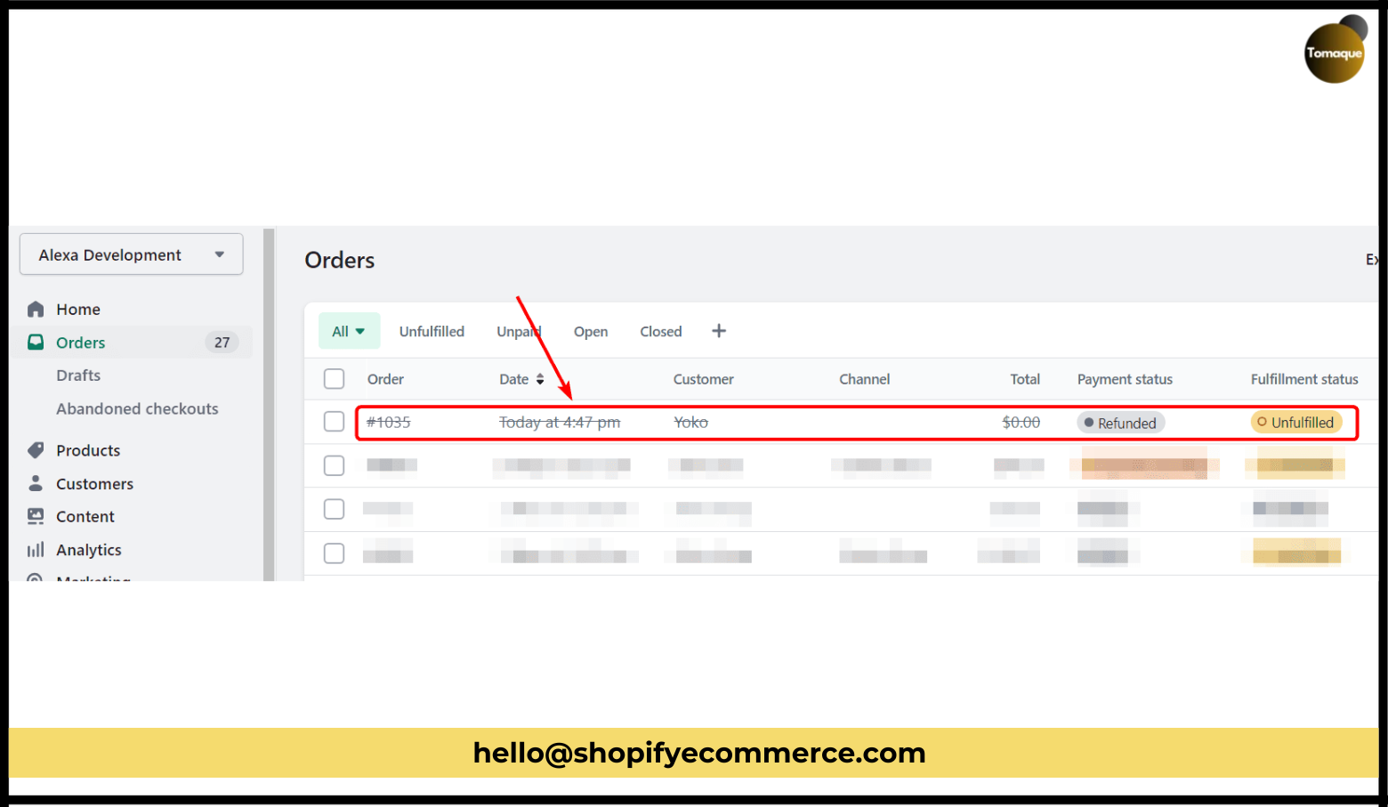 Orders list