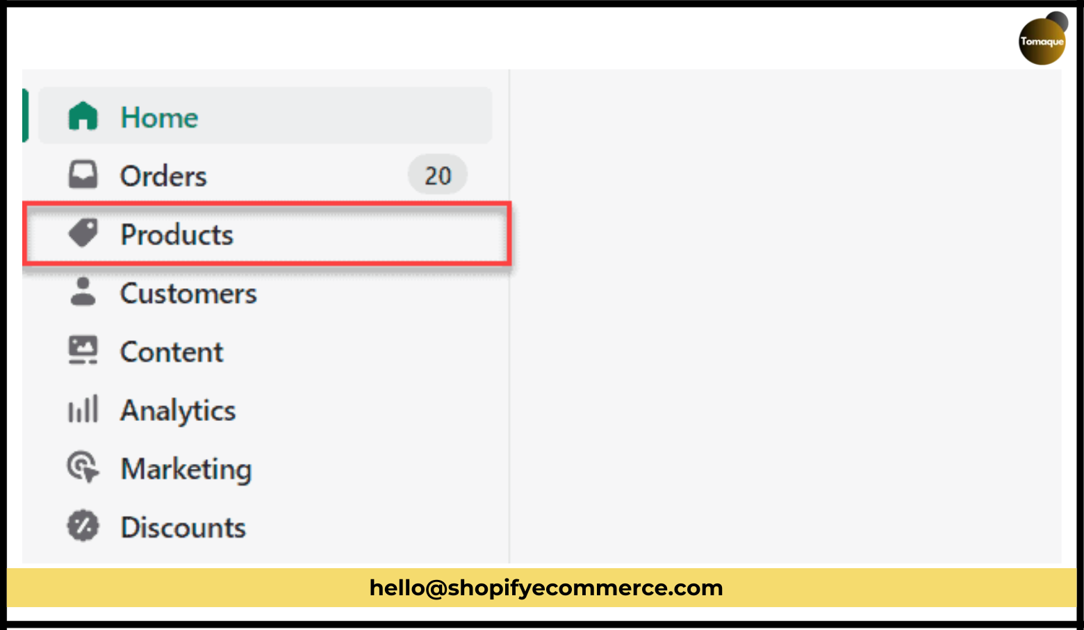 In the Shopify admin panel, click on Products