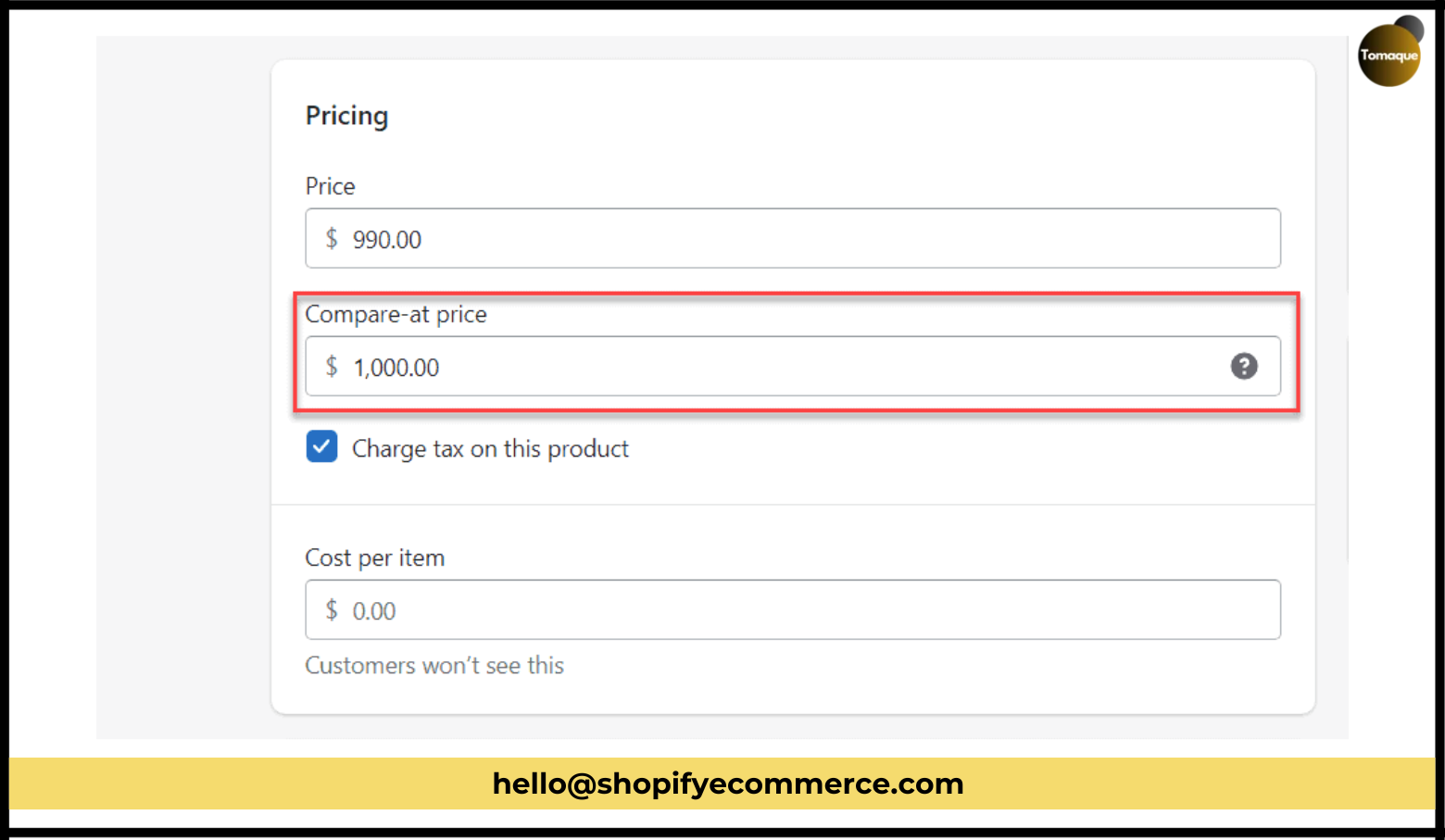 Add ‘compare-at price’ to the product.