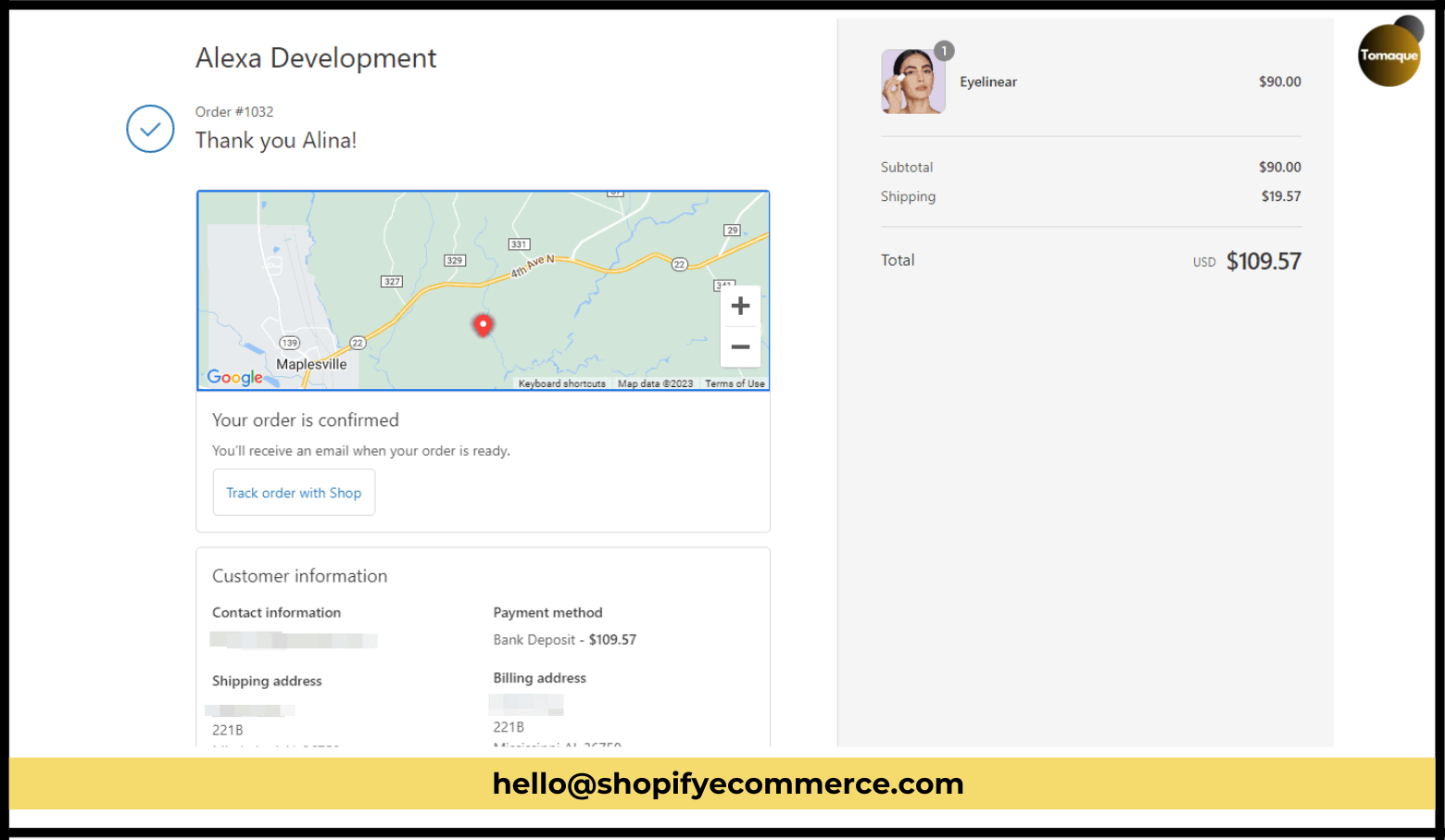 Shopify order status page